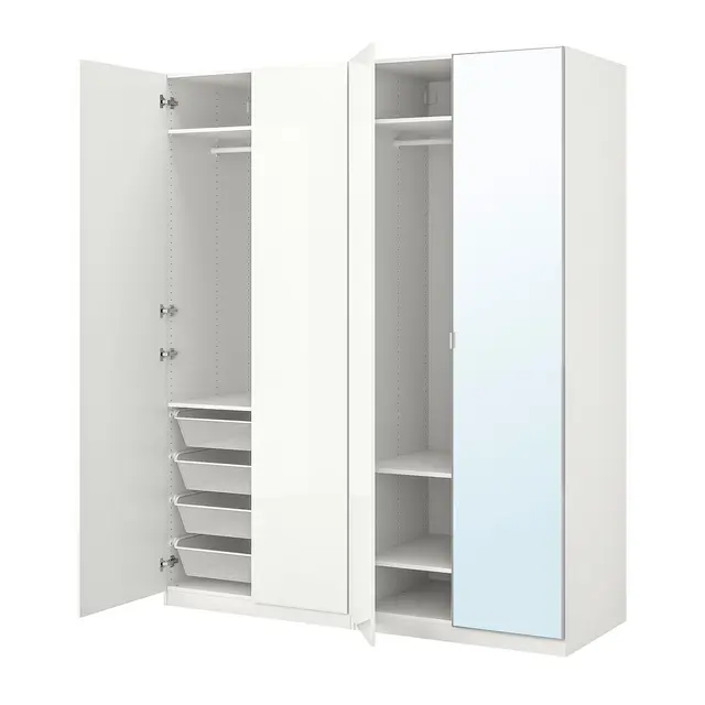 PAX / FARDAL/ÅHEIM Комбінація шафи - білий глянець/біле дзеркало 200x60x236 см