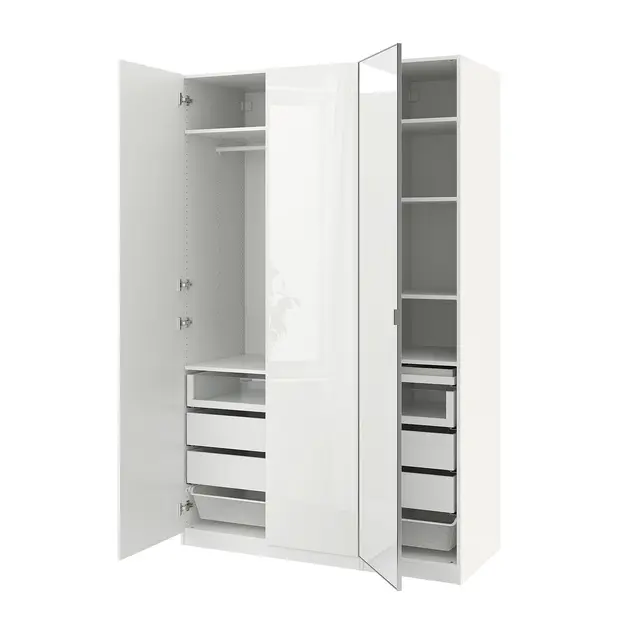 PAX / FARDAL/ÅHEIM Комбінація шафи - білий/глянець/біле дзеркало 150x60x236 см
