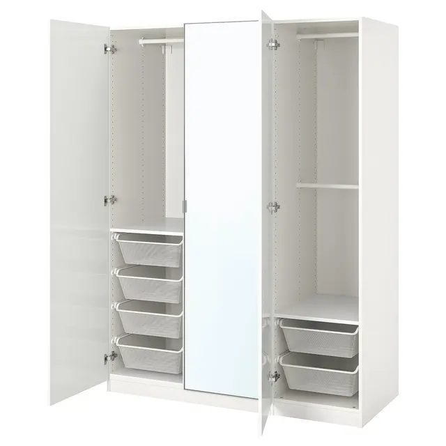PAX / FARDAL/ÅHEIM Комбінація шафи - глянцевий білий/дзеркало 150x60x201 см