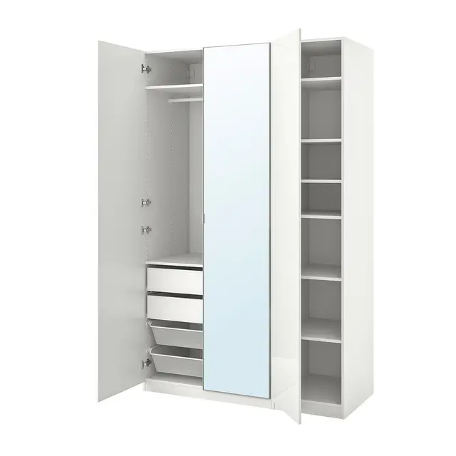 PAX / FARDAL/ÅHEIM Комбінація шафи - глянцевий білий/дзеркало 150x60x236 см