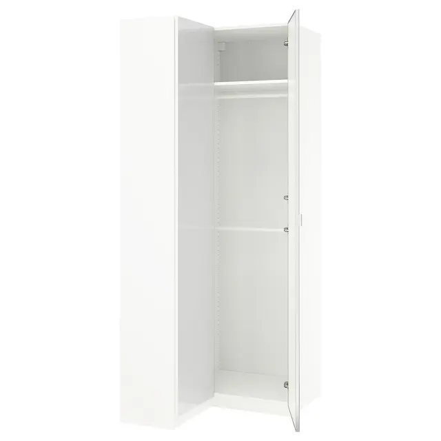 PAX / FARDAL/ÅHEIM Шафа кутова - глянець білий/дзеркало 110/88x236 см