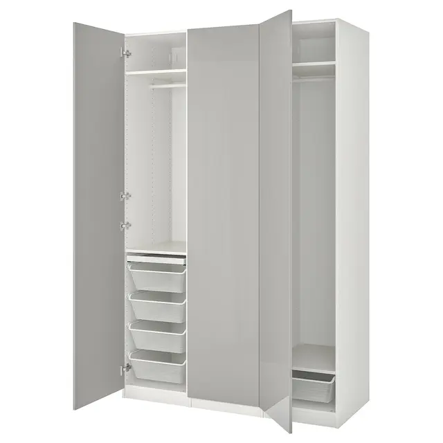 PAX / FARDAL Комбінація шафи - білий/високий глянець світло-сірий 150x60x236 см