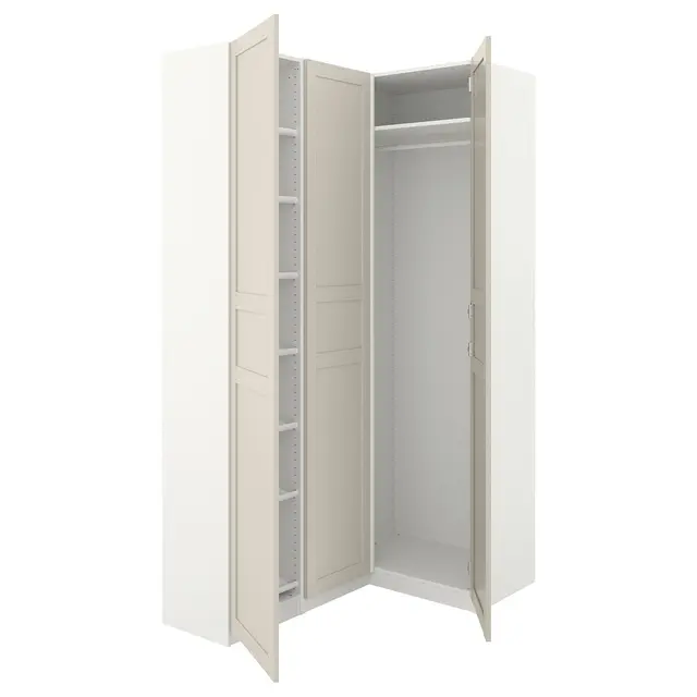 PAX / FLISBERGET Кутова шафа - білий/світло-бежевий 161/88x236 см