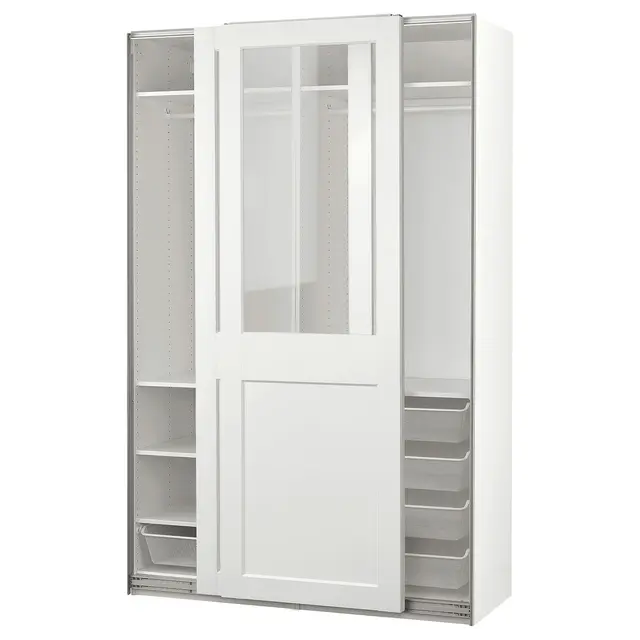 PAX / GRIMO Шафа з розсувними дверима - білий/прозоре скло білий 150x66x236 см