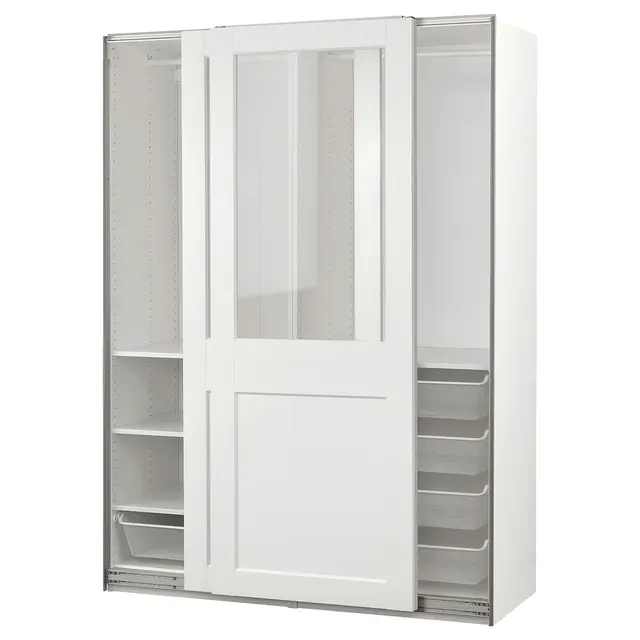 PAX / GRIMO Шафа з розсувними дверима - білий/прозоре скло білий 150x66x201 см