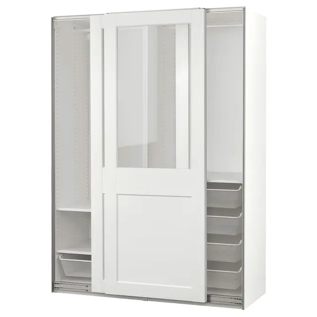 PAX / GRIMO Шафа з розсувними дверима - білий/прозоре скло білий 150x66x201 см