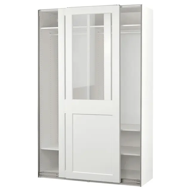 PAX / GRIMO Шафа з розсувними дверима - білий/прозоре скло білий 150x66x236 см