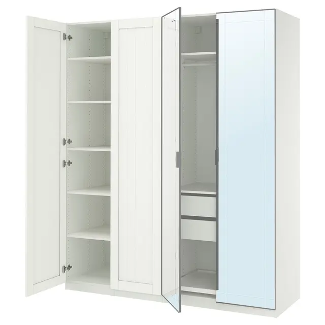 PAX / KAMMARTORP/GULLABERG Комбінація шафи - білий дзеркало/сірий білий 200x60x236 см