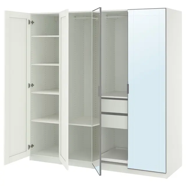 PAX / KAMMARTORP/GULLABERG Комбінація шафи - білий дзеркало/сірий білий 200x60x201 см