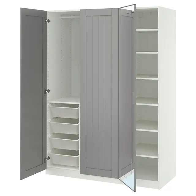 PAX / KAMMARTORP/GULLABERG Комбінація шафи - білий/дзеркало сірий 150x60x201 см