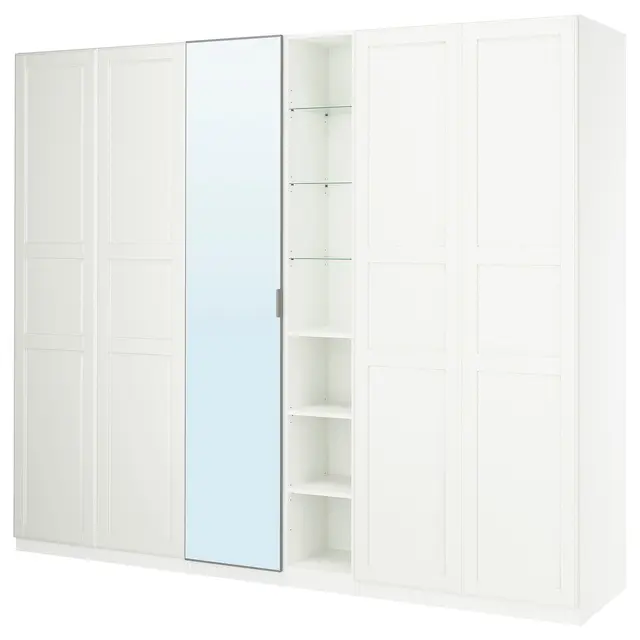 PAX / KAMMARTORP/TYSSEDAL Комбінація шафи - білий дзеркало/сірий білий 285x60x236 см
