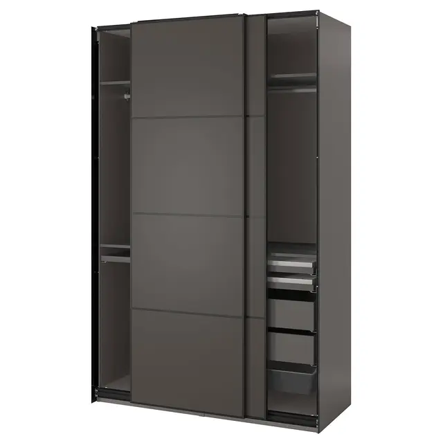 PAX / MEHAMN Комбінація шафи - темно-сірий/2-стор темно-сірий 150x66x236 см