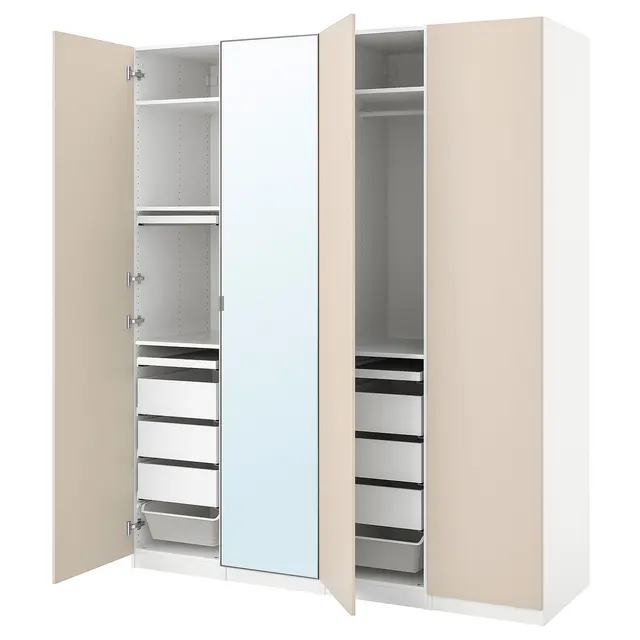 PAX / REINSVOLL/ÅHEIM Комбінація шаф - білий/сіро-бежевий 200x60x236 см