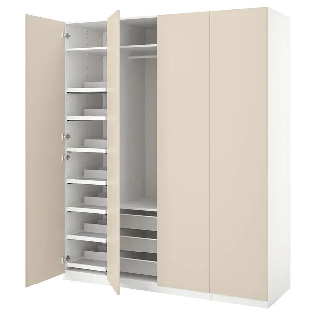 PAX / REINSVOLL Комбінація шафи - білий/сіро-бежевий 200x60x236 см