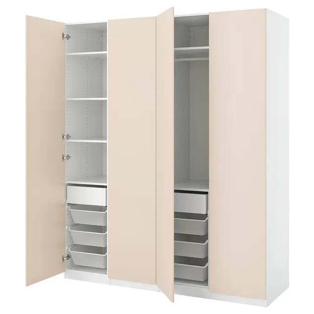 PAX / REINSVOLL Комбінація шафи - білий/сіро-бежевий 200x60x236 см
