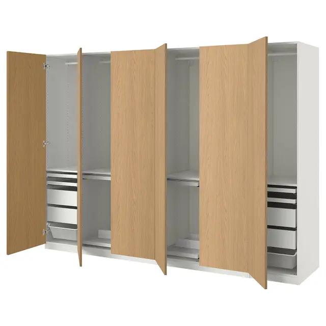PAX / STORKLINTA Комбінація шаф - білий/імітація дуба 300x60x201 см