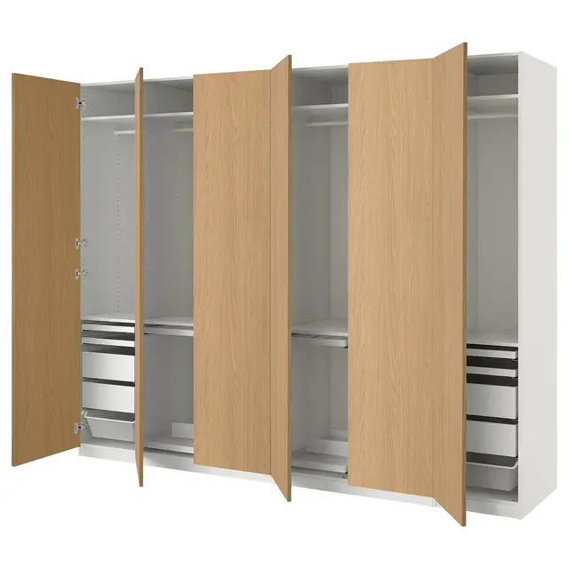 PAX / STORKLINTA Комбінація шаф - білий/імітація дуба 300x60x236 см
