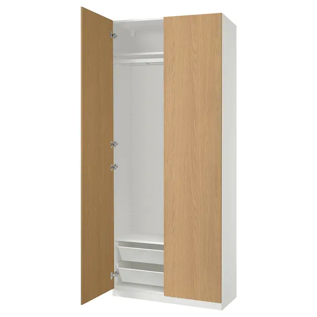 PAX / STORKLINTA Комбінація шаф - білий/імітація дуба 100x38x236 см