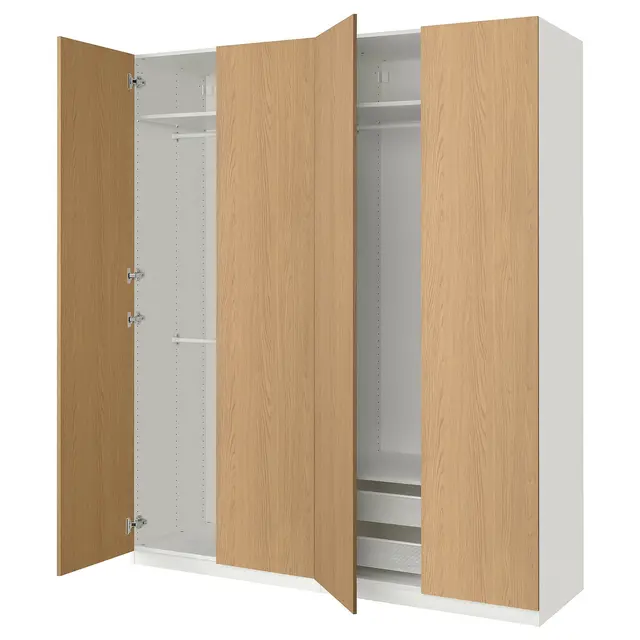 PAX / STORKLINTA Комбінація шаф - білий/імітація дуба 200x60x236 см
