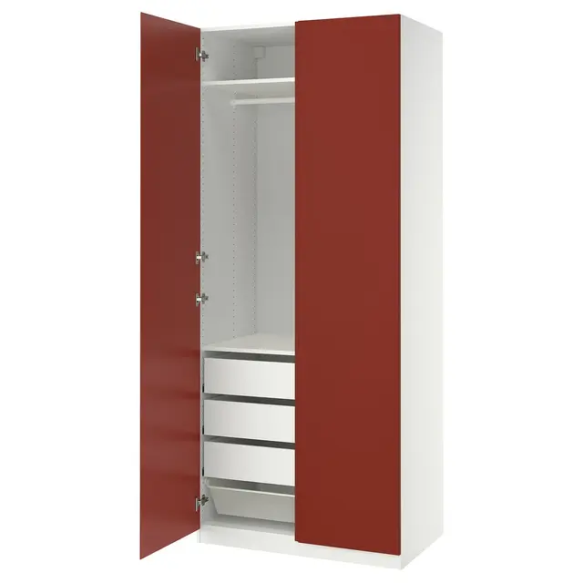 PAX / VIKANES Комбінація шафи - білий/червоно-коричневий 100x60x236 см