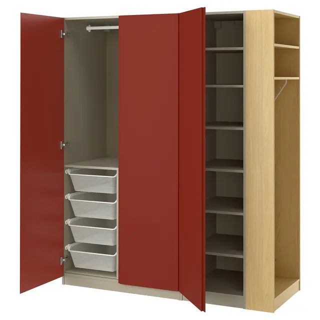 PAX / VIKANES Комбінація шафи - сіро-бежевий/червоно-коричневий 150x60x201 см