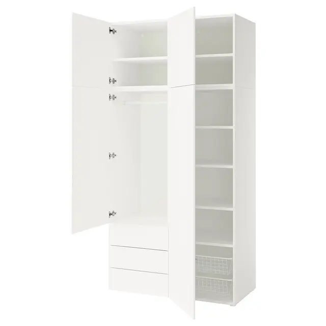 PLATSA Шафа 4 двері+3 шухляди - білий/Fonnes білий 120x57x241 см