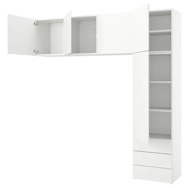 PLATSA Шафа 5 двері+3 шухляди - білий/Fonnes білий 240x42x241 см