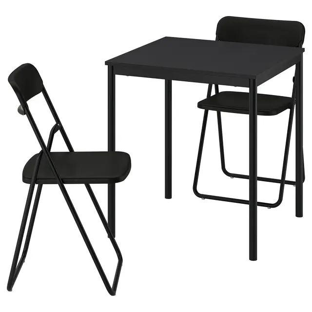 SANDSBERG / VIHALS Стіл і 2 складані стільці - чорний чорний/чорний 67x67 см