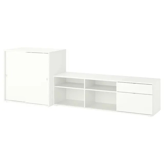 VIHALS ТБ/стелажна комбінація - білий 275x47x90 см